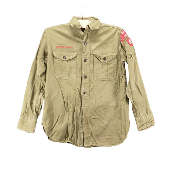 Boy Scouts Of America Sanforized Official Shirt Uniform Green Indiana Vintage - Picture 1 of 16